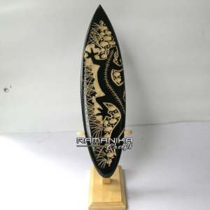 bali surfboard black carving wood stand handicraft sbbcws4