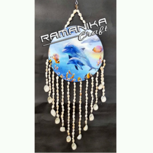 bali shell wind chimes wall top wooden printing handicraft cmwwps1