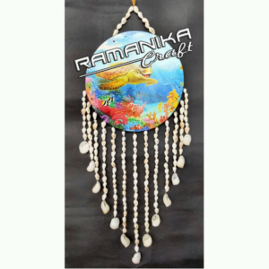 bali shell wind chimes wall top wooden printing handicraft cmwwps2