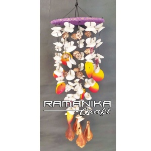bali sea shell wind chimes top wooden sand handicraft cmsstws1