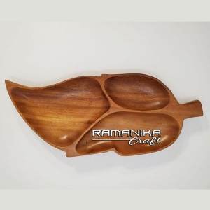 bali kitchenware teak wood divider leaf plate handicraft kwtdlp2