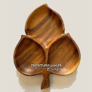 bali kitchenware teak wood divider leaf plate handicraft kwtdlp4