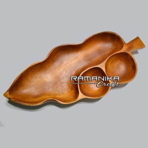 bali kitchenware teak wood divider leaf plate handicraft kwtdlp6