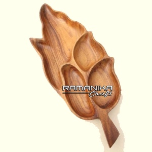 bali kitchenware teak wood divider leaf plate handicraft kwtdlp7