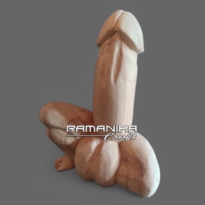bali wooden statue standing penis handicraft stesppw