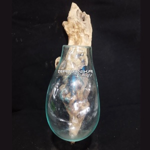 bali blown glass wood flower vase hanging handicraft gwfvhg1