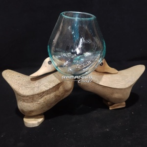 bali blown glass wood aquarium hugging duck handicraft gwqhd