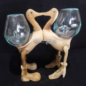 bali blown glass wood aquarium kissing duck double shoes handicraft gwqkdds