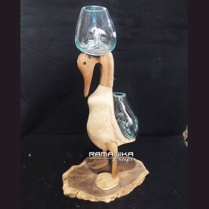 bali blown glass wood aquarium standing duck double handicraft gwqsdd