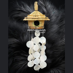 bali capiz wind chimes top bird house handicraft cmctbh1
