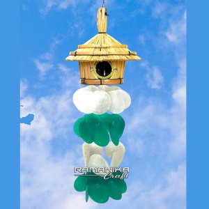 bali capiz wind chimes top bird house handicraft cmctbh5