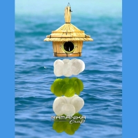 Bali Capiz Wind Chimes Top Bird House Handicraft
