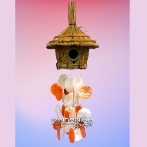 bali capiz wind chimes top bird house handicraft cmctbh7
