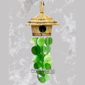 bali capiz wind chimes top bird house handicraft cmctbh8