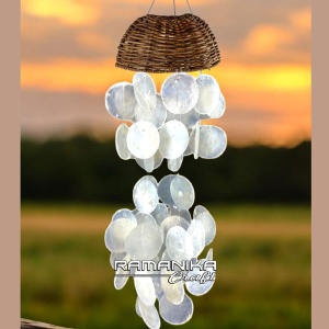 bali capiz wind chimes top rattan basket handicraft cmctrb1