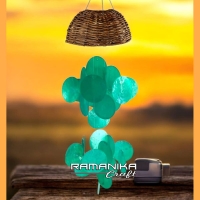 Bali Capiz Wind Chimes Top Rattan basket Handicraft