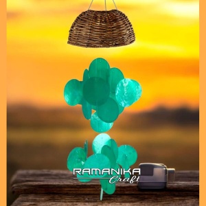 bali capiz wind chimes top rattan basket handicraft cmctrb2