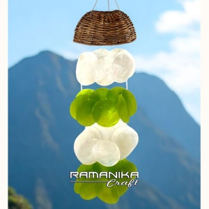 bali capiz wind chimes top rattan basket handicraft cmctrb3