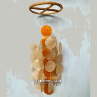 Bali Capiz Wind Chimes Top Rattan Circle Handicraft