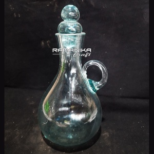 bali blown glass wood wine bottle handicraft gwwb